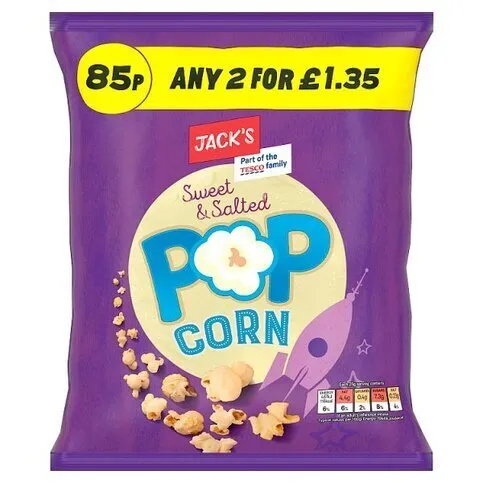 Jacks Sweet & Salted Popcorn 85p 55g