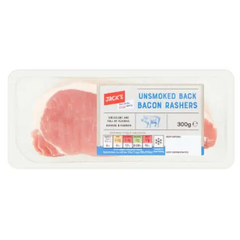 Jack's Unsmoked Back Bacon Rashers 300g