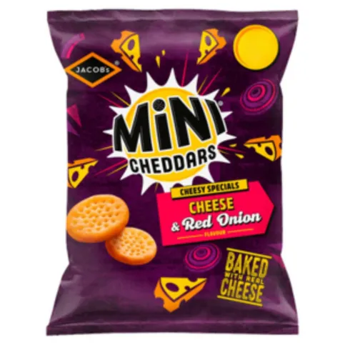 Jacob's Mini Cheddars Cheese & Red Onion Baked Snacks 90g