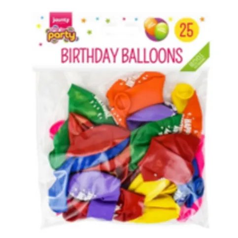 JAUNTY PARTYWARE BALLOONS BIRTHDAY 25PK