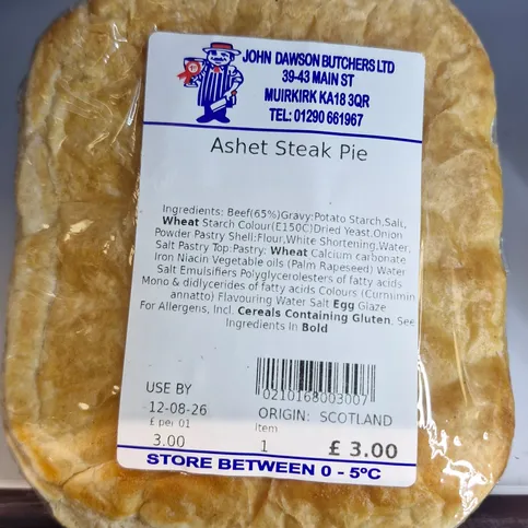 John Dawson Butchers Ashet Steak Pie