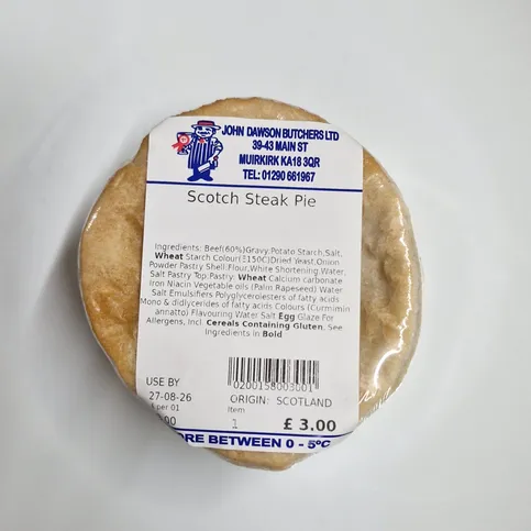 John Dawsons Butchers Scotch Steak Pie 