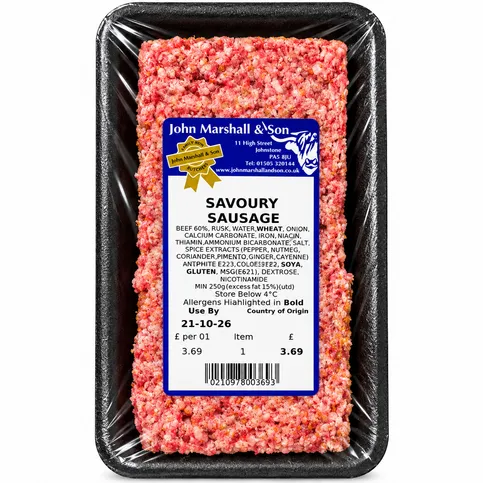 John Marshall & Son Savoury Sausage