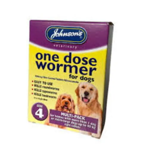 Johnson's One Dose Wormer For Dogs Size 4