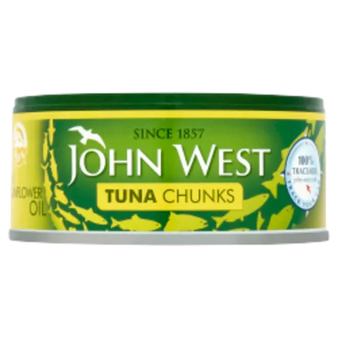JOHN WEST TUNA CHUNKS IN SUNFLOWER OIL 145G