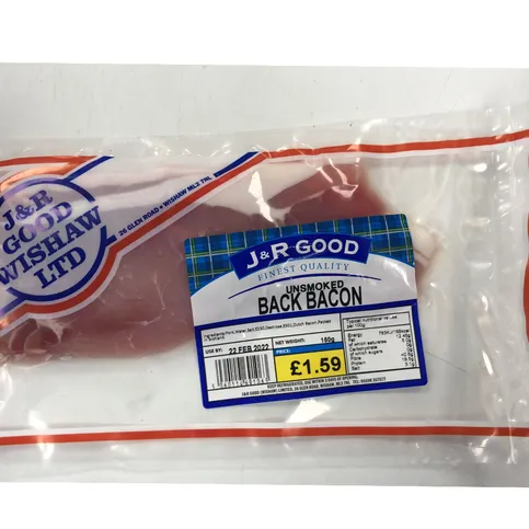 J&R Unsmoked Back Bacon 150G