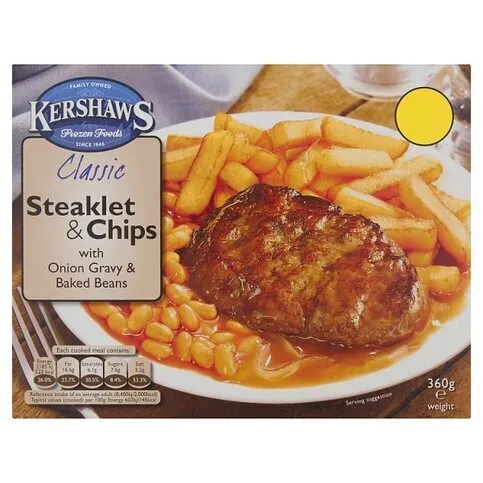 Kershaws Steaklet & Chips £2.75 360g