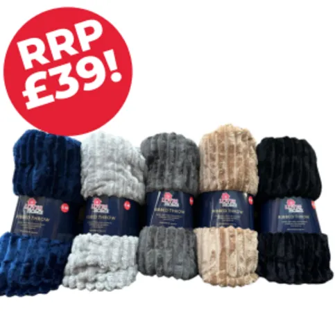 KING Size Super Chunky Ribbed Throw - GREY Colour