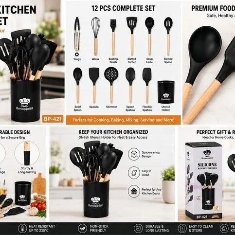Kitchen Utensils Set 12pc silicon 