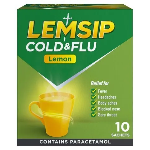Lemsip Cold & Flu Lemon, 10x pack
