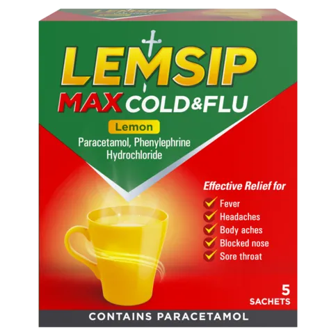Lemsip Max Cold & Flu Lemon 5 Sachets