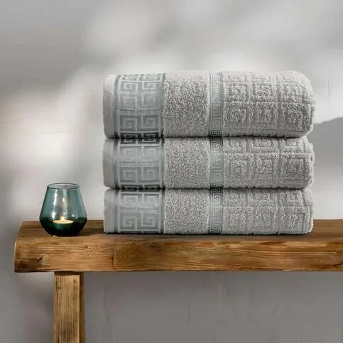 LIGHT GREY Large Luxury Bath Towels - Pack of 3