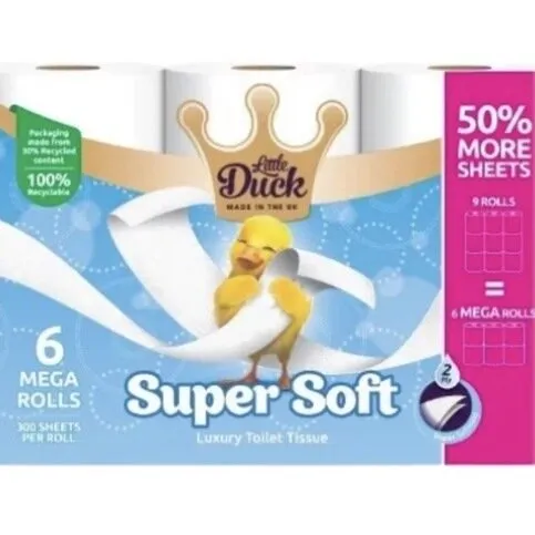 Little Duck Super Soft Luxury Toilet Tissue 6 Mega Rolls