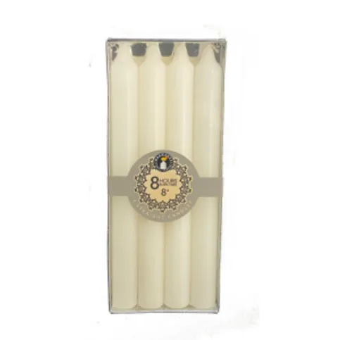 Long Candles 8'' White 8 Hour Burn Time