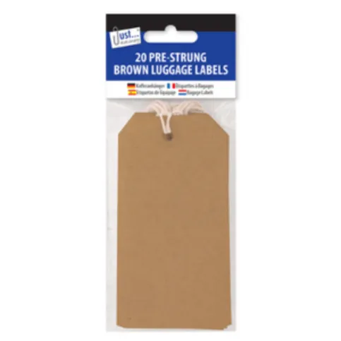 Just Stationery Brown Luggage Tags 20 Packs