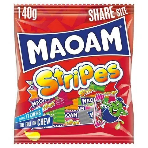 MAOAM Stripes Fruit & Cola Flavour Chewy Sweets Sharing Bag 161g