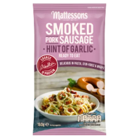 CHILLED: MATTESSONS SMOKED PORK SAUSAGE GARLIC 160G