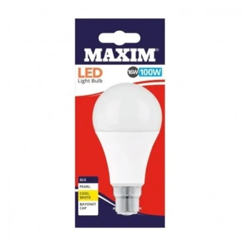 Maxim Led Bayonet Low Energy Light Bulb 16w = 100w Gls Cool White
