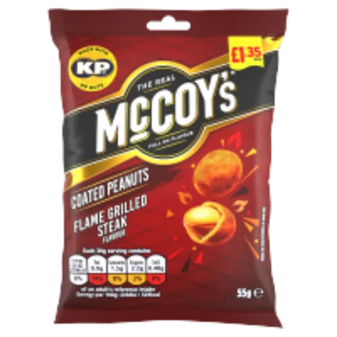MCCOYS COATED PEANUTS FLAME GRILLED STEAK PM£1.35 55G