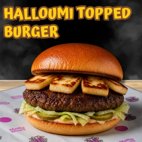 Melly Moo's Halloumi Topped Burger
