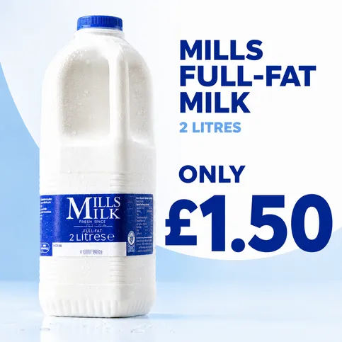 Mills whole milk 2ltr