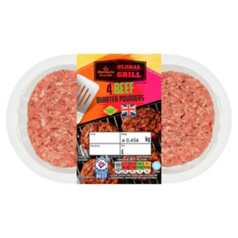 Morrisons 4 British Beef Quarter Pounders 454g