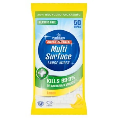 Morrisons Antibacterial Wipes Lemon 50 pack