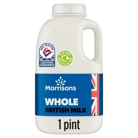 Morrisons British Milk Whole 1 Pint 568ml