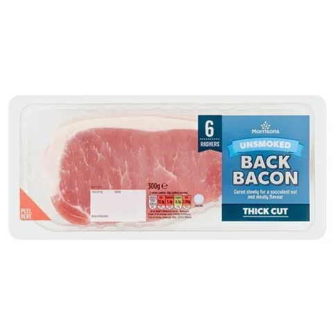 Morrisons Unsmoked Extra Thick Cut Back Bacon 6s 300g