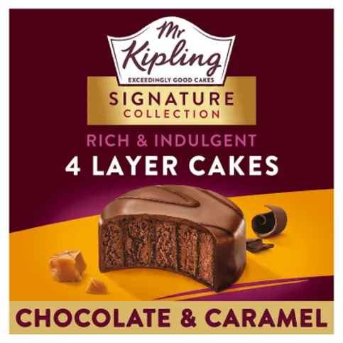 Mr Kipling Signature Collection 4 Rich & Indulgent Chocolate and Caramel Layer Cakes