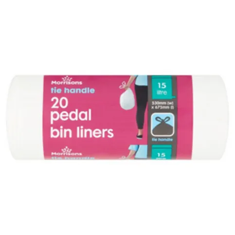 Morrisons Tie Handle 15L Pedal Bin Liners 20 Pack