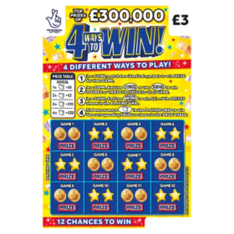 National Lottery £3 £300,000 4 Ways To Win Scratchcard Game