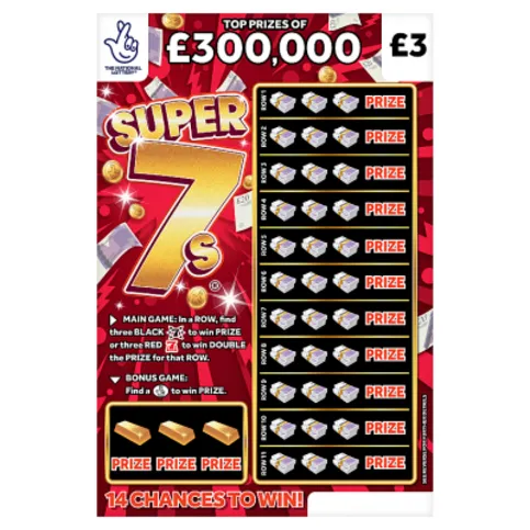 National Lottery £3 £300,000 Super 7s Scratchcard Game