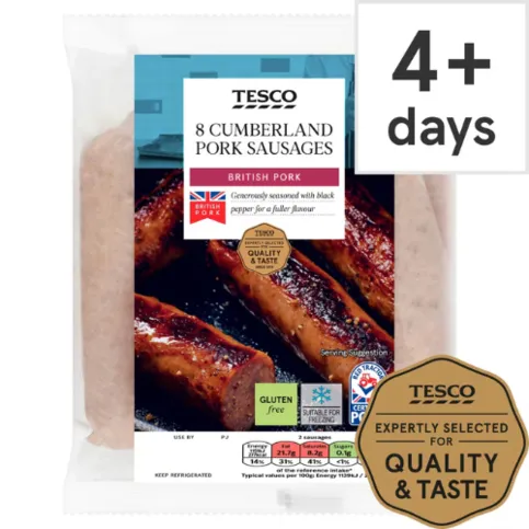 Tesco 8 Cumberland Pork Sausages