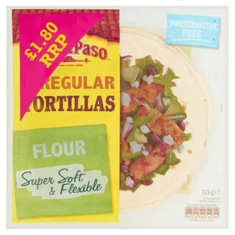 OLD EL PASO REGULAR TORTILLAS PM£1.80 326G