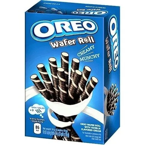 Oreo Vanilla Cream Filled Wafer Rolls 54g