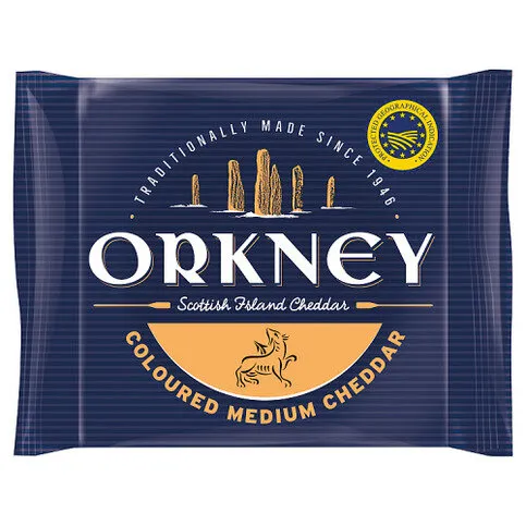 Orkney Coloured Medium Scottish Island Cheddar 200g