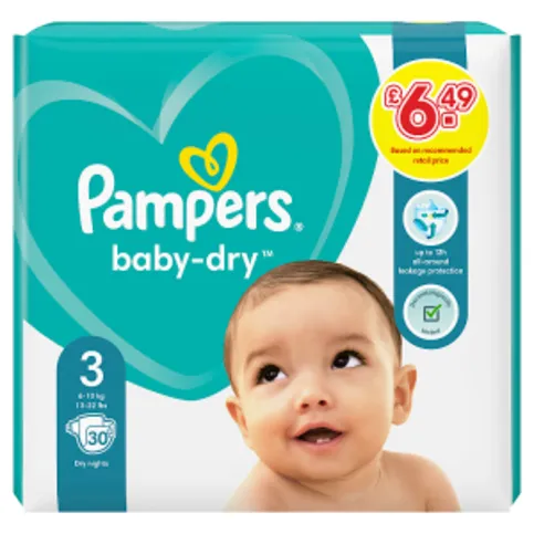 Pampers Baby-Dry Size 3,  Nappies, 6kg - 10kg, Up To 12h Protection