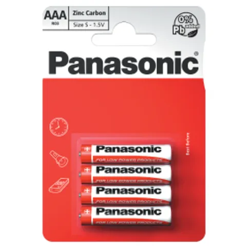 Panasonic AAA 1.5V Zinc Carbon Batteries 4 Pack