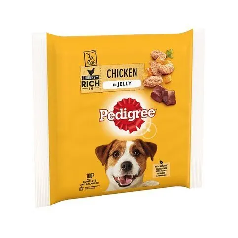 PEDIGREE POUCH JELLY CHICKEN (3X100G)