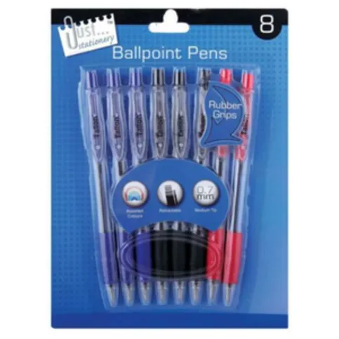 Just Stationery Retractable Pens 8 Pack