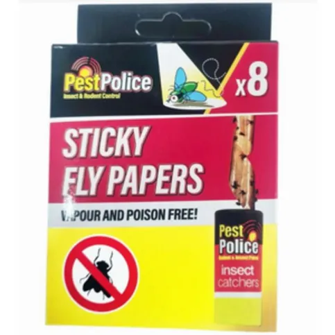 Pest Police Sticky Fly Papers 8 Pack