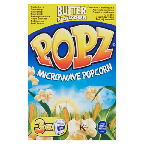 Popz Limited Edition The Microwave Popcorn Butter Flavour 3 x 90g