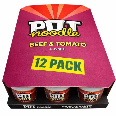 Pot Noodle Beef & Tomato 90g – 12 Pack