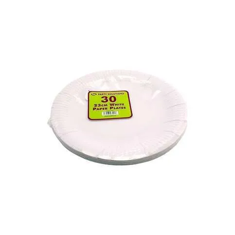 Pps Paper Plates White 23cm 30 Pack