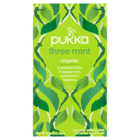 Pukka Organic Three Mint 20 Herbal Tea Sachets 32g