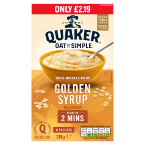 Quaker Oat So Simple Golden Syrup Porridge Sachets 6 x 36g