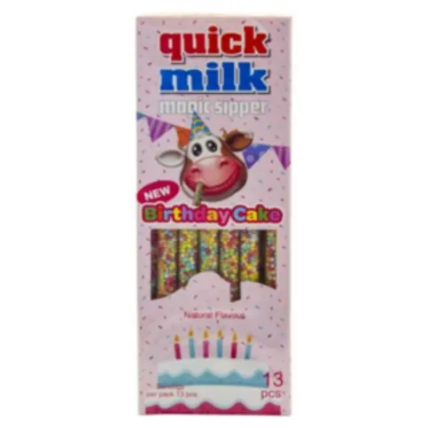 Quick Milk Magic Sipper Birthday Cake Straws 13 Pack
