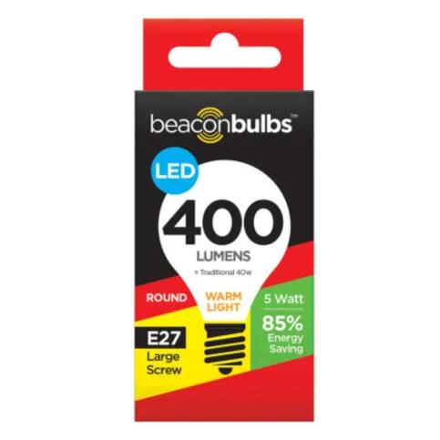 Round Led Bulb 400 Lumens 1pk