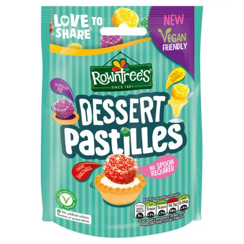 Rowntree's Dessert Pastilles Vegan Friendly Sweets Sharing Pouch 139g